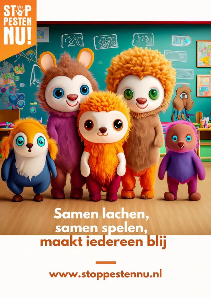 Poster Samen lachen, samen spelen, maakt iedereen blij! Basisschool